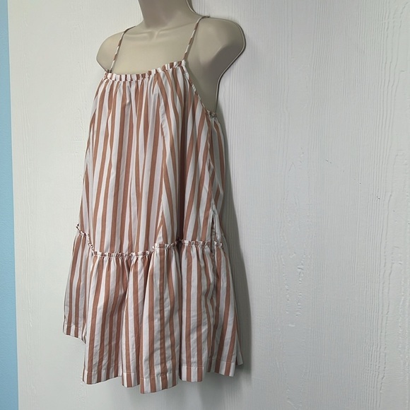 Abercrombie & Fitch - Stripe Ruffle Lined Spaghetti Strap Trapeze Mini Dress LG - Picture 6 of 12
